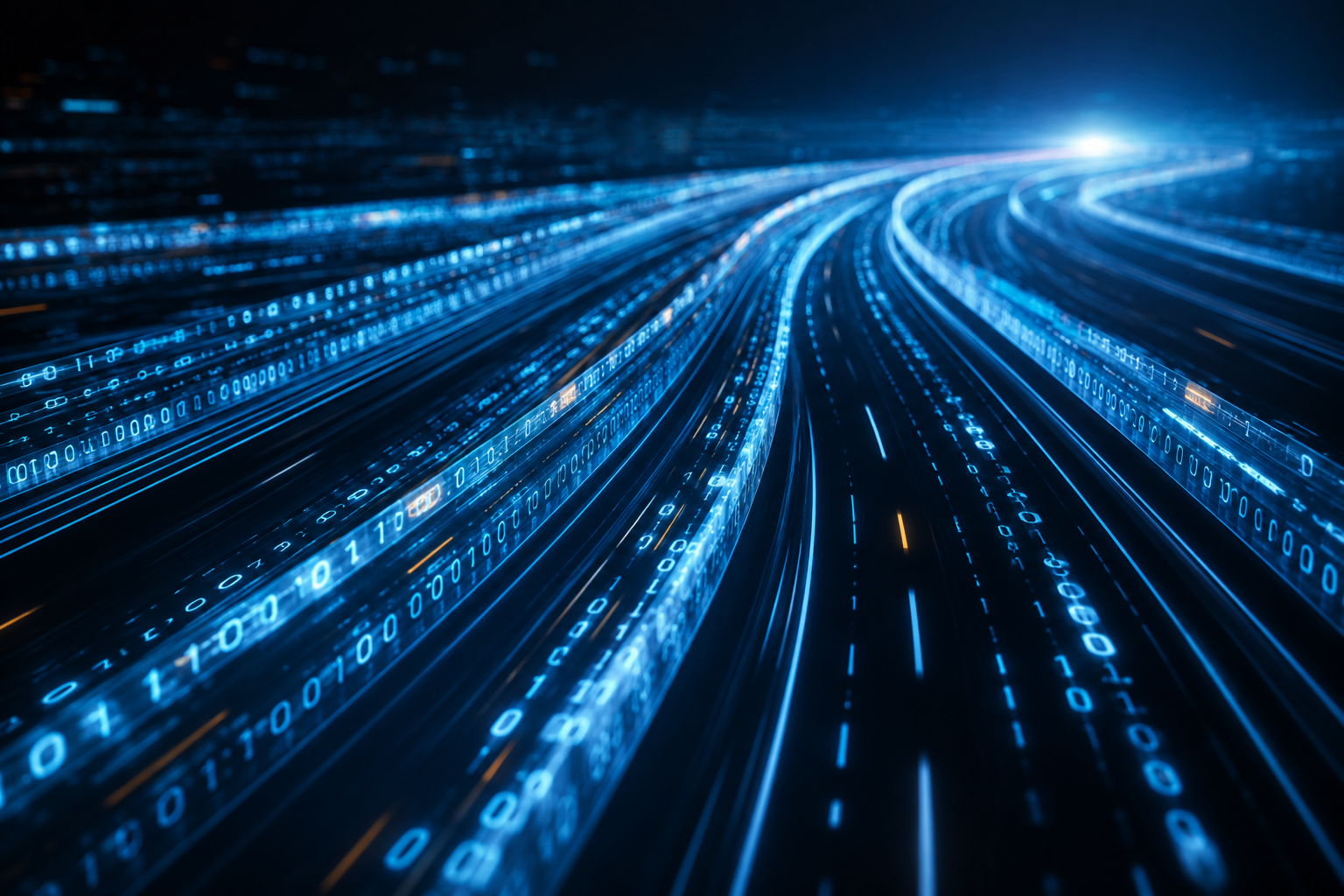 Flusso di dati digitali su un'autostrada